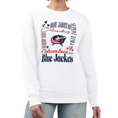 Columbus Blue Jackets G-III 4Her by Carl Banks Women's Collage Graphic Fleece Long Sleeve Pullover Sweatshirt