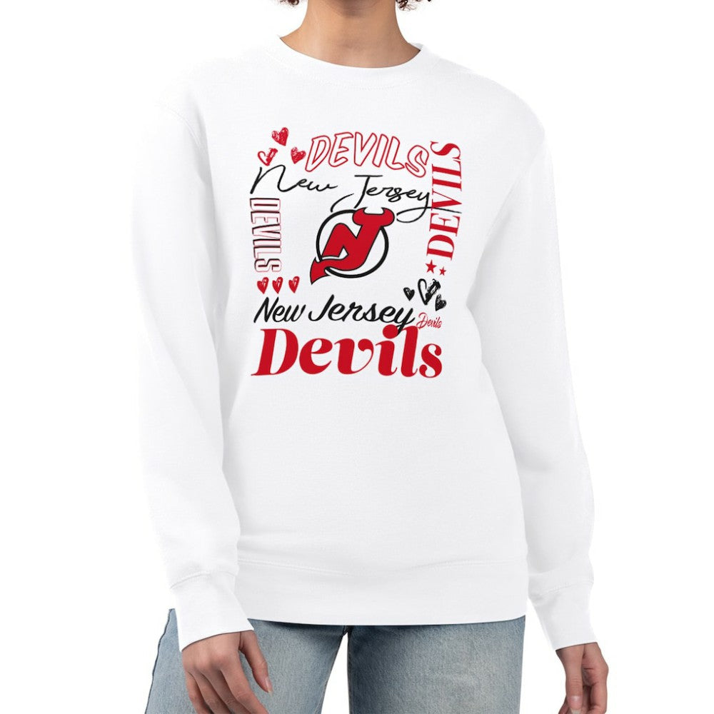 New Jersey Devils G-III 4Her by Carl Banks Women's Collage Graphic Fleece Long Sleeve Pullover Sweatshirt