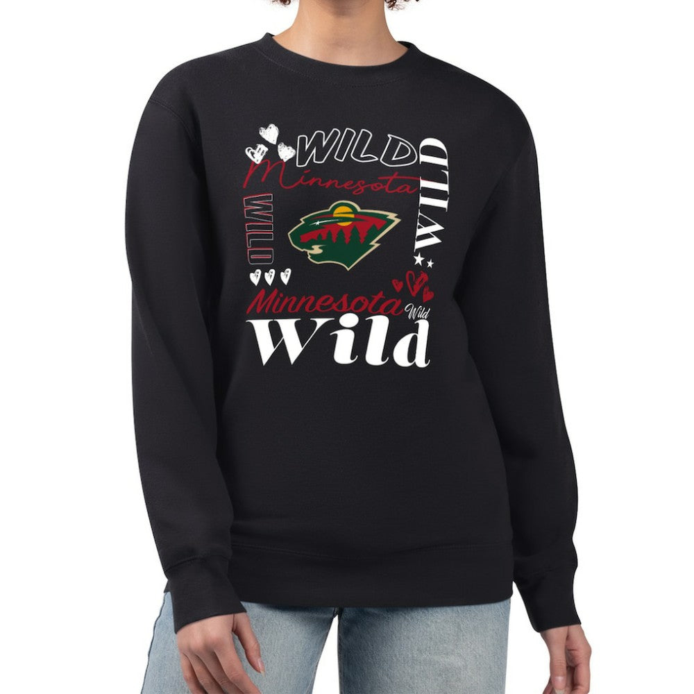 Minnesota Wild G-III 4Her by Carl Banks Women's Collage Graphic Fleece Long Sleeve Pullover Sweatshirt