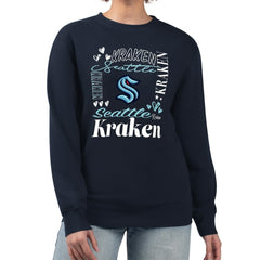 Seattle Kraken G-III 4Her by Carl Banks Women's Collage Graphic Fleece Long Sleeve Pullover Sweatshirt