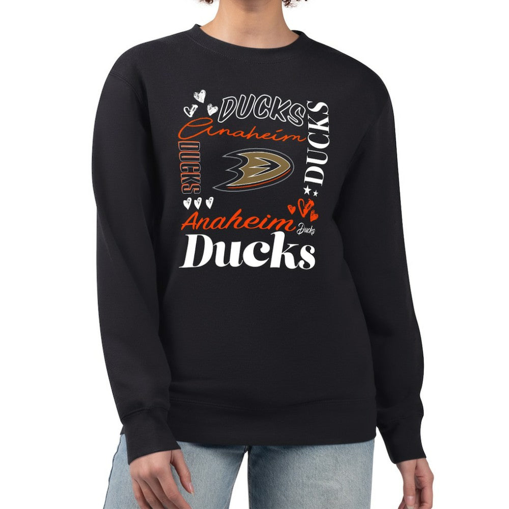 Anaheim Ducks G-III 4Her by Carl Banks Women's Collage Graphic Fleece Long Sleeve Pullover Sweatshirt