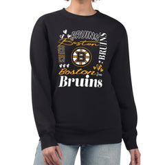 Boston Bruins G-III 4Her by Carl Banks Women's Collage Graphic Fleece Long Sleeve Pullover Sweatshirt