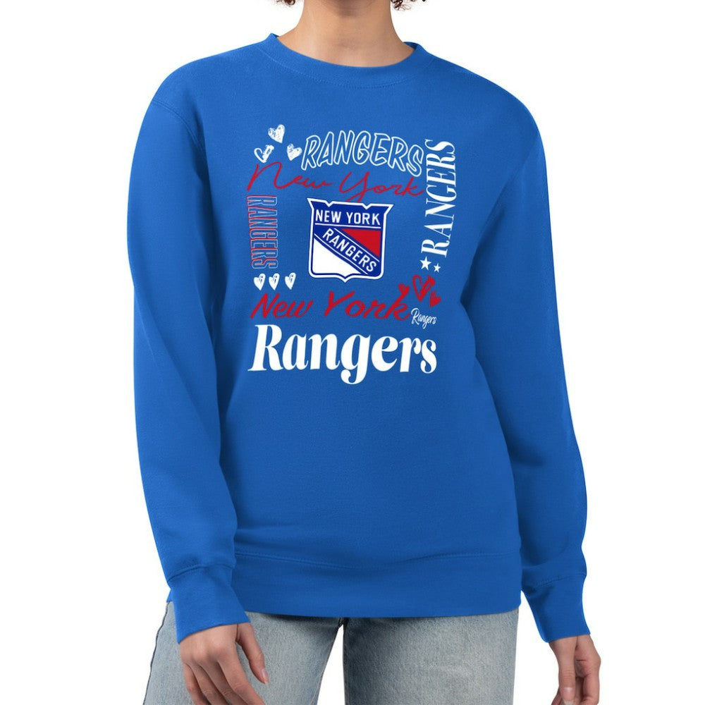 New York Rangers G-III 4Her by Carl Banks Women's Collage Graphic Fleece Long Sleeve Pullover Sweatshirt
