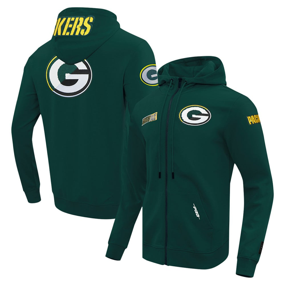 NFL Green Bay Packers Pro Standard Split Logo Double Knit Full-Zip Hoodie