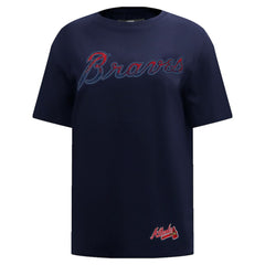 Atlanta Braves Pro Standard Women's Rhinestone Slim Fit T-Shirt - Navy