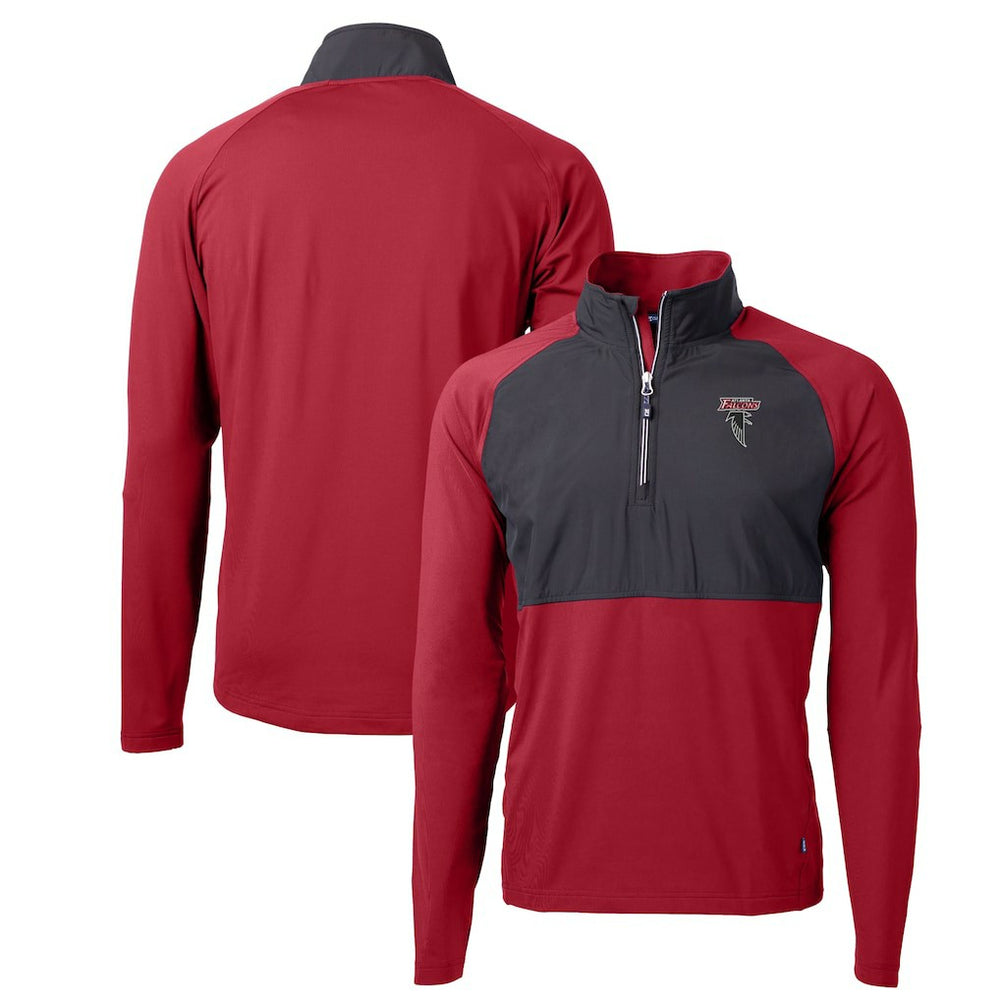 NFL Atlanta Falcons Cutter & Buck Adapt Eco Knit Hybrid Recycled Raglan DryTec Quarter-Zip Top