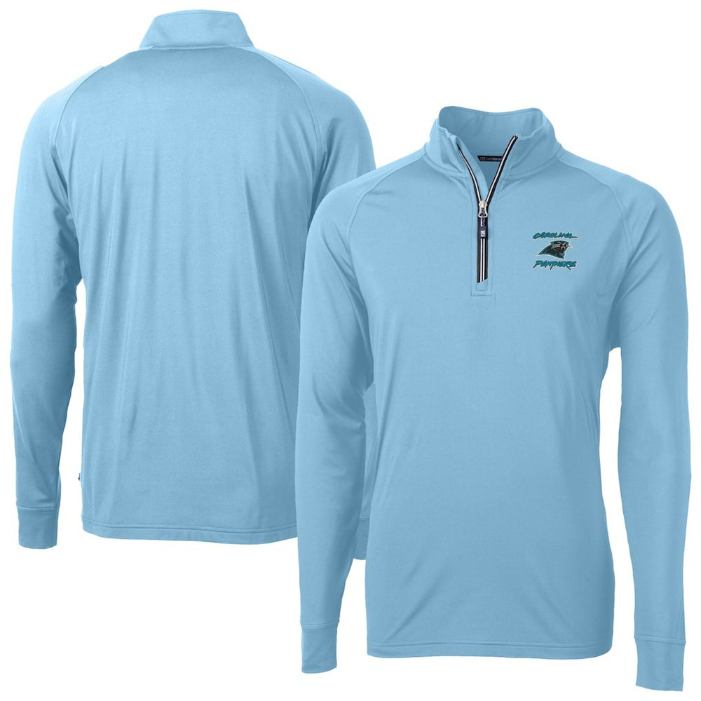 NFL Carolina Panthers Cutter & Buck Adapt Eco Knit Stretch Recycled Raglan Quarter-Zip DryTec Top