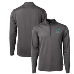 NFL Carolina Panthers Cutter & Buck Virtue Eco Pique Micro Stripe Recycled Quarter-Zip Jacket