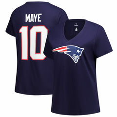 NFL New England Patriots Drake Maye Women's Plus Size Name & Number V-Neck T-Shirt