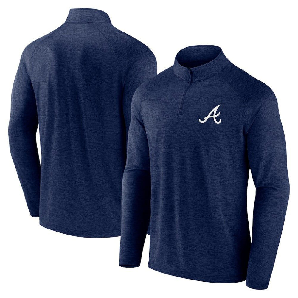 Atlanta Braves Head-to-Head Raglan Quarter-Zip Jacket - Navy