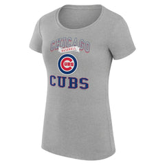 Chicago Cubs G-III 4Her by Carl Banks Women's Super-Slim Fit Lightweight Team Logo Graphic T-Shirt - Heather Gray