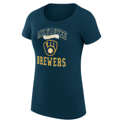 Milwaukee Brewers G-III 4Her by Carl Banks Women's Super-Slim Fit Lightweight Team Logo Graphic T-Shirt - Navy