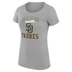 San Diego Padres G-III 4Her by Carl Banks Women's Super-Slim Fit Lightweight Team Logo Graphic T-Shirt - Heather Gray