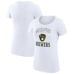Milwaukee Brewers G-III 4Her by Carl Banks Women's Super-Slim Fit Lightweight Team Logo Graphic T-Shirt - White