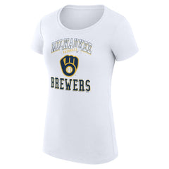 Milwaukee Brewers G-III 4Her by Carl Banks Women's Super-Slim Fit Lightweight Team Logo Graphic T-Shirt - White