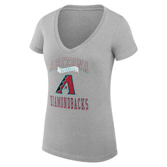 Arizona Diamondbacks G-III 4Her by Carl Banks Women's Super-Slim Fit Lightweight Team Logo Graphic V-Neck T-Shirt - Heather Gray