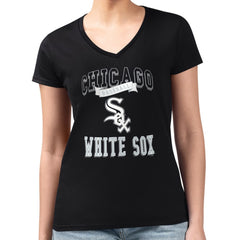 Chicago White Sox G-III 4Her by Carl Banks Women's Super-Slim Fit Lightweight Team Logo Graphic V-Neck T-Shirt - Black