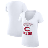 Cincinnati Reds G-III 4Her by Carl Banks Women's Super-Slim Fit Lightweight Team Logo Graphic V-Neck T-Shirt - White