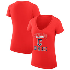 Cleveland Guardians G-III 4Her by Carl Banks Women's Super-Slim Fit Lightweight Team Logo Graphic V-Neck T-Shirt - Red