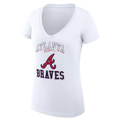 Atlanta Braves G-III 4Her by Carl Banks Women's Super-Slim Fit Lightweight Team Logo Graphic V-Neck T-Shirt - White