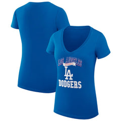 Los Angeles Dodgers G-III 4Her by Carl Banks Women's Super-Slim Fit Lightweight Team Logo Graphic V-Neck T-Shirt - Royal