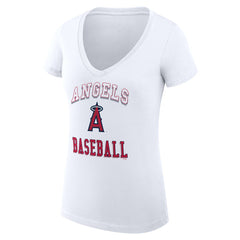 Los Angeles Angels G-III 4Her by Carl Banks Women's Super-Slim Fit Lightweight Team Logo Graphic V-Neck T-Shirt - White