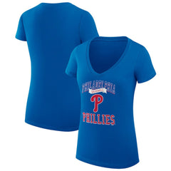 Philadelphia Phillies G-III 4Her by Carl Banks Women's Super-Slim Fit Lightweight Team Logo Graphic V-Neck T-Shirt - Royal