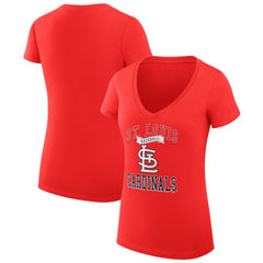 St. Louis Cardinals G-III 4Her by Carl Banks Women's Super-Slim Fit Lightweight Team Logo Graphic V-Neck T-Shirt - Red