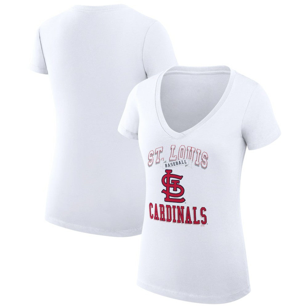 St. Louis Cardinals G-III 4Her by Carl Banks Women's Super-Slim Fit Lightweight Team Logo Graphic V-Neck T-Shirt - White