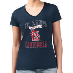 St. Louis Cardinals G-III 4Her by Carl Banks Women's Super-Slim Fit Lightweight Team Logo Graphic V-Neck T-Shirt - Navy