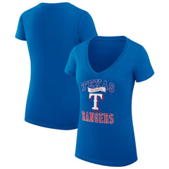 Texas Rangers G-III 4Her by Carl Banks Women's Super-Slim Fit Lightweight Team Logo Graphic V-Neck T-Shirt - Royal