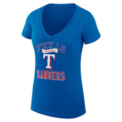 Texas Rangers G-III 4Her by Carl Banks Women's Super-Slim Fit Lightweight Team Logo Graphic V-Neck T-Shirt - Royal
