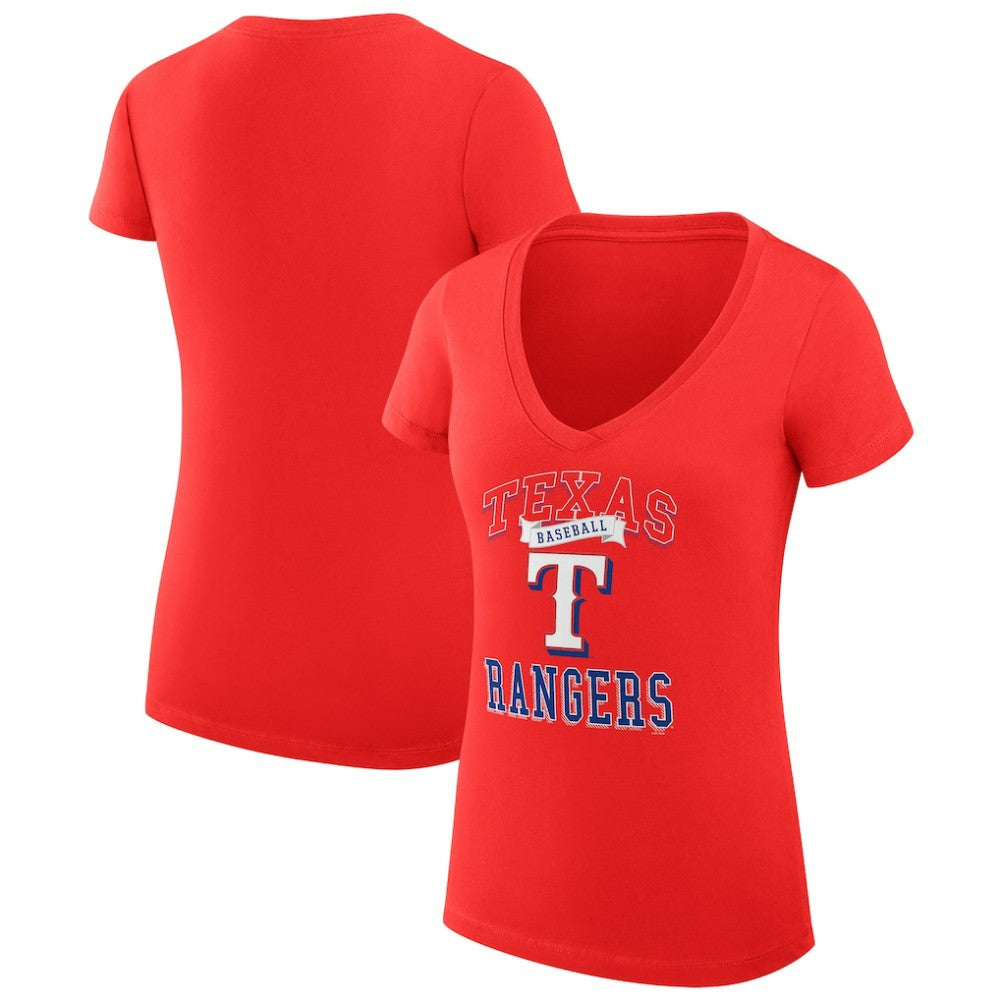 Texas Rangers G-III 4Her by Carl Banks Women's Super-Slim Fit Lightweight Team Logo Graphic V-Neck T-Shirt - Red