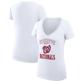 Washington Nationals G-III 4Her by Carl Banks Women's Super-Slim Fit Lightweight Team Logo Graphic V-Neck T-Shirt - White