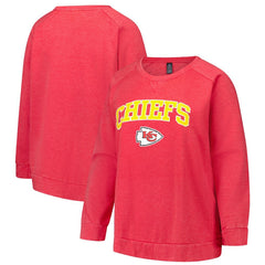 NFL Kansas City Chiefs Profile Women's Plus Size Acid Wash Raglan Sweatshirt