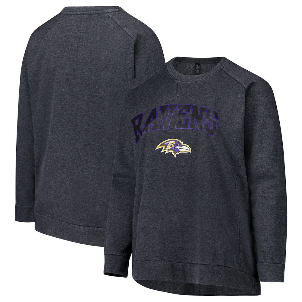 NFL Baltimore Ravens Profile Women's Plus Size Acid Wash Raglan Sweatshirt