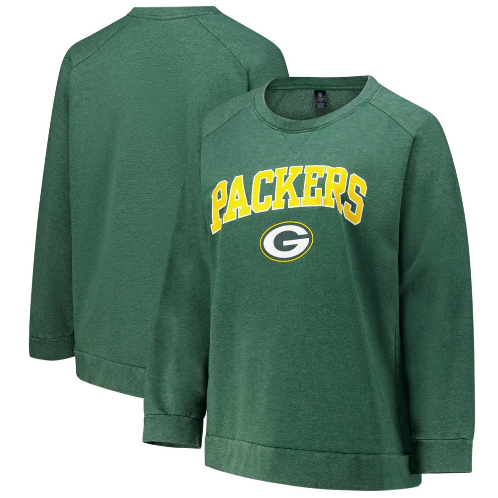 NFL Green Bay Packers Profile Women's Plus Size Acid Wash Raglan Sweatshirt