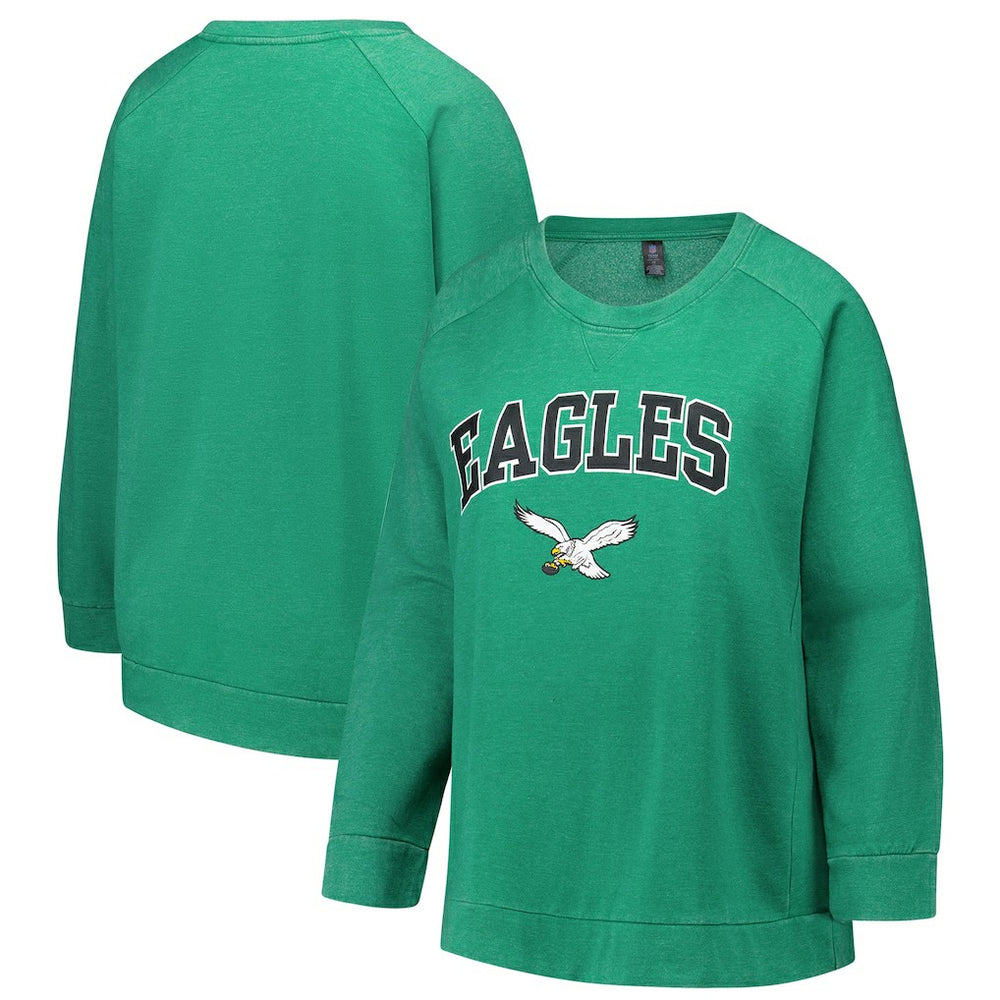 NFL Philadelphia Eagles Profile Women's Plus Size Acid Wash Raglan Sweatshirt