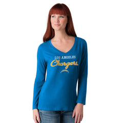 NFL Los Angeles Chargers G-III 4Her by Carl Banks Women's Post Season Long Sleeve V-Neck T-Shirt