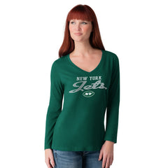 NFL New York Jets G-III 4Her by Carl Banks Women's Post Season Long Sleeve V-Neck T-Shirt