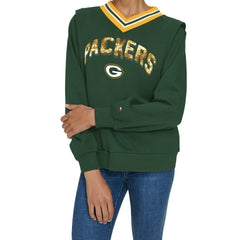 NFL Green Bay Packers Tommy Hilfiger Women's Alice V-Neck Pullover Sweatshirt