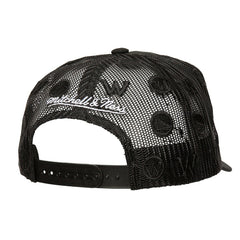 Golden State Warriors Monogram Allover Logo Mesh Trucker Adjustable Hat sale - Black | Mitchell & Ness shop