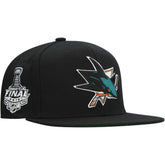 San Jose Sharks Mitchell & Ness Core Top Spot Snapback Hat