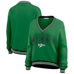 NFL New York Jets WEAR by Erin Andrews Women's Oversized Long Sleeve V-Neck Sweatshirt