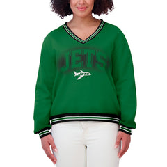 NFL New York Jets WEAR by Erin Andrews Women's Oversized Long Sleeve V-Neck Sweatshirt