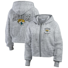 NFL Jacksonville Jaguars WEAR by Erin Andrews Women's Speckled Fleece Cropped Full-Zip Hoodie