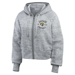 NFL Jacksonville Jaguars WEAR by Erin Andrews Women's Speckled Fleece Cropped Full-Zip Hoodie