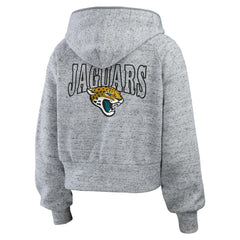 NFL Jacksonville Jaguars WEAR by Erin Andrews Women's Speckled Fleece Cropped Full-Zip Hoodie