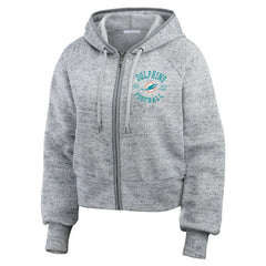 NFL Miami Dolphins WEAR by Erin Andrews Women's Speckled Fleece Cropped Full-Zip Hoodie