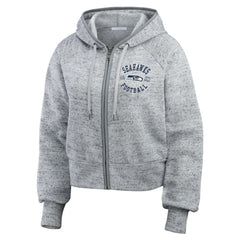 NFL Seattle Seahawks WEAR by Erin Andrews Women's Speckled Fleece Cropped Full-Zip Hoodie